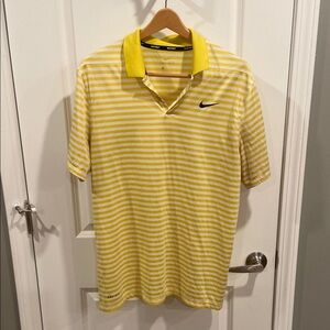 Nike Men's Yellow Striped Polo Shirt
